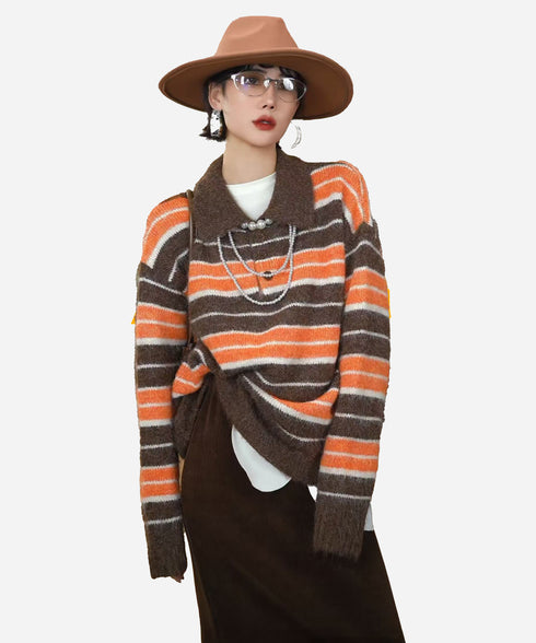 Stripe Collar Knit Pullover